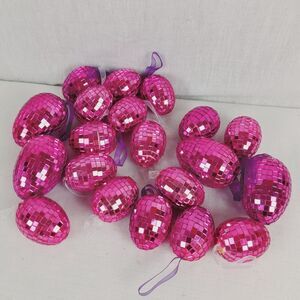 Mosaic Mirrored Purple Easter Eggs Lot of 20 with Ribbon Hooks 2"-3" Ornaments